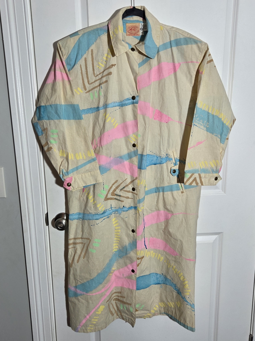 The Australian Outback Collection Coat Jacket 80's Abstract Canvas Oversized S